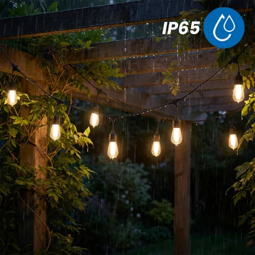 Kerti napelemes fényfüzér 15x LED lánghatású dekorlámpákkal 15m 1800K meleg fehér FLAME LUMILED