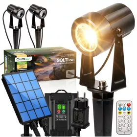   Napelemes leszúrható kerti lámpák 3x LED 3000K reflektor 11m + távirányító SOLTI LUMILED