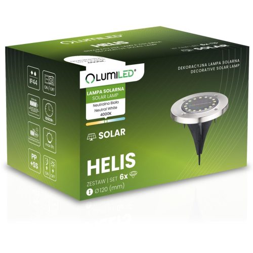 6x LED napelemes kerti lámpa készlet HELIS hajtott földi tárcsák 4000K IP44 LUMILED