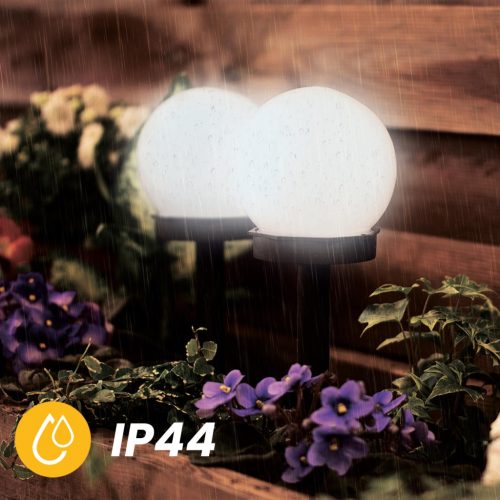 LED napelemes kerti lámpa ATRIS szegecses fehér golyós 10cm LUMILED