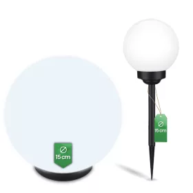   Napelemes LED kerti lámpa ATRIS szegecses fehér golyós 15cm LUMILED