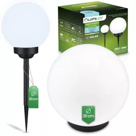   LED napelemes kerti lámpa ATRIS szegecses fehér golyós 20cm LUMILED