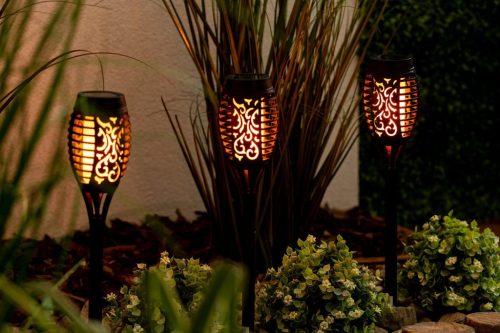 LED-es napelemes kerti lámpa IGNIS hajtott zseblámpa lánghatás 50cm LUMILED