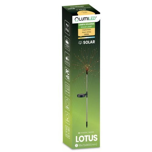 Napelemes LED-es kerti lámpa LOTUS Pitypang fában 80cm LUMILED