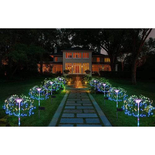 Napelemes kerti lámpa LED LOTUS hajtású dekoratív pitypang tűzijáték RGB LUMILED