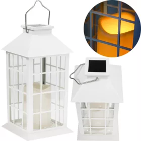   LED-es napelemes kerti lámpa LIRIO függőlámpás fehér 27cm LUMILED