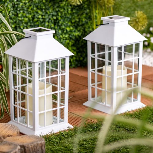 LED-es napelemes kerti lámpa LIRIO függőlámpás fehér 27cm LUMILED