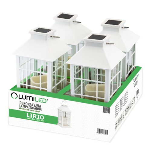 LED-es napelemes kerti lámpa LIRIO függőlámpás fehér 27cm LUMILED