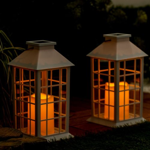 LED-es napelemes kerti lámpa LIRIO függőlámpás fehér 27cm LUMILED