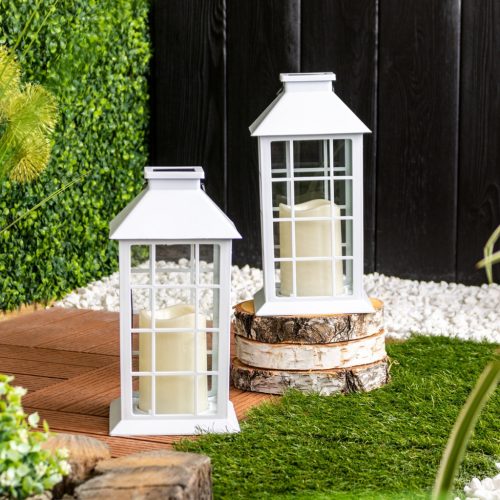 LED-es napelemes kerti lámpa LIRIO függőlámpás fehér 27cm LUMILED