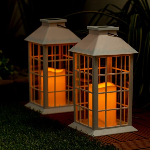 LED-es napelemes kerti lámpa LIRIO függőlámpás fehér 27cm LUMILED