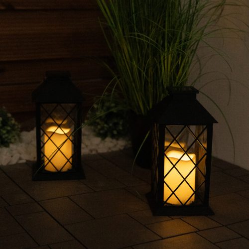 LED napelemes kerti lámpa LIRIO Függő Lámpa 28cm Fekete LUMILED