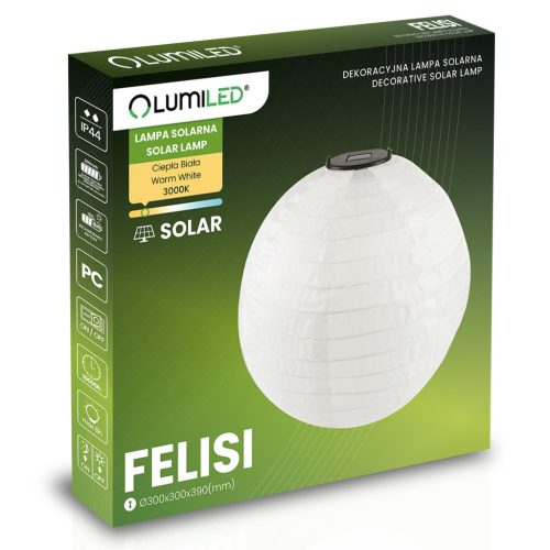 LED napelemes kerti lámpa FELSI Origami Lantern 30cm LUMILED