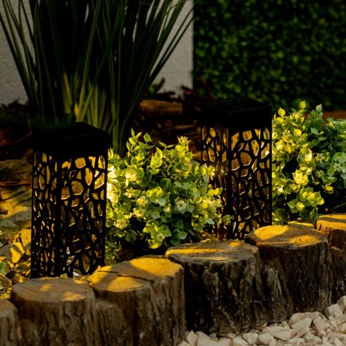 LED napelemes kerti lámpa 3000K IP44 áttört oszlop AZURE LUMILED