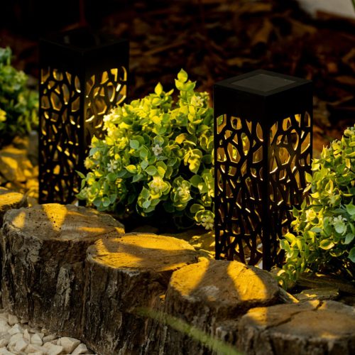 LED napelemes kerti lámpa 3000K IP44 áttört oszlop AZURE LUMILED