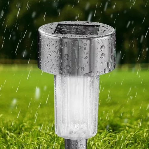 LED napelemes kerti lámpa szegecses króm 6500K PALIS LUMILED