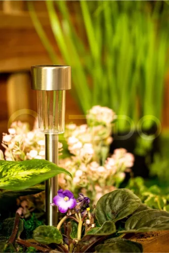 LED napelemes kerti lámpa szegecses króm 6500K PALIS LUMILED