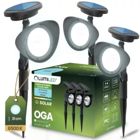   LED napelemes kerti lámpa süllyesztett fekete, irányított OGA reflektor IP44 6500K LUMILED