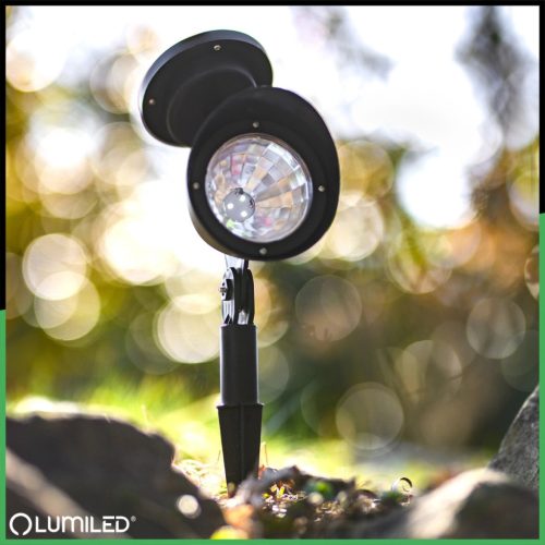 LED napelemes kerti lámpa süllyesztett fekete, irányított OGA reflektor IP44 6500K LUMILED