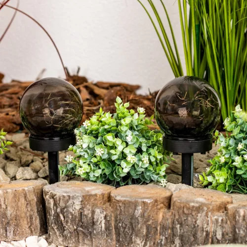 LED napelemes kerti lámpa 3000K IP44 10cm szegecses dekoratív labda GLORIS LUMILED