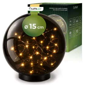   Napelemes LED kerti lámpa GLORIS 3000K IP44 leszúrható dekoratív gömblámpa füstszínű 15cm LUMILED