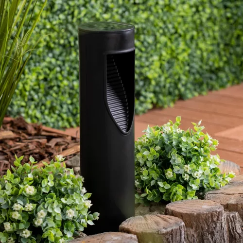 LED napelemes kerti lámpa szegecses oszlop 34cm BURGO 4000K IP44 LUMILED