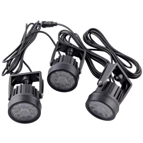 LED napelemes kerti lámpa 3000K IP65 süllyesztett fekete irányított 3x RAGUS LUMILED reflektor