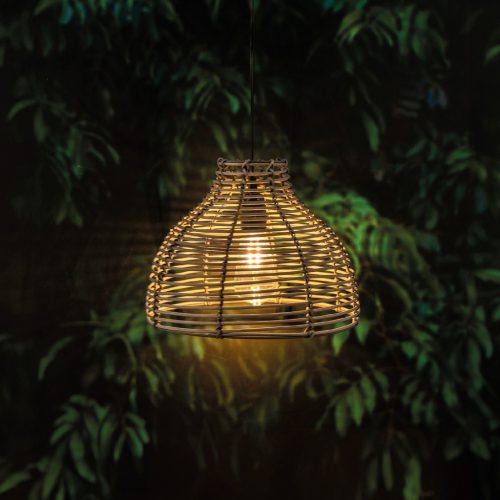 Napelemes függő LED kültéri kerti rattan lámpa 3000K IP44 VEXA LUMILED