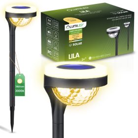   2x napelemes kerti lámpa LED LILA betétes kültéri dekoratív 3000K LUMILED