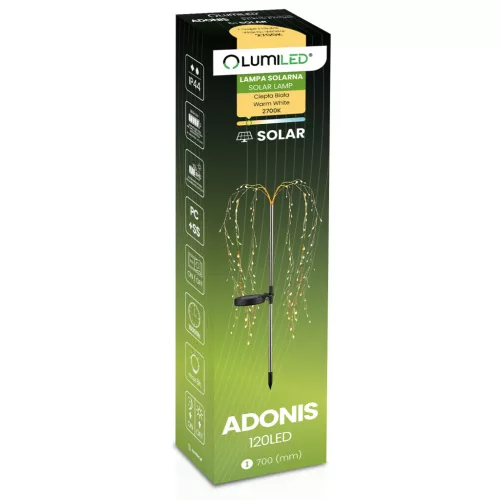 Napelemes kerti lámpa LED ADONIS 3000K hajtott dekoratív fa LUMILED