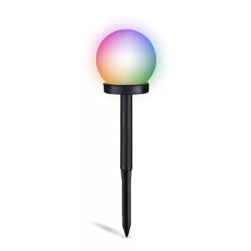 Napelemes kerti lámpa LED ATRIS hajtott fehér golyós 10cm RGB LUMILED