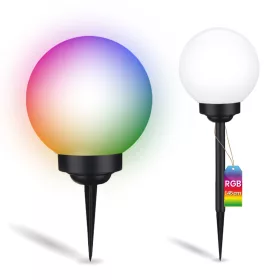   Napelemes kerti lámpa LED ATRIS Földre szerelhető fehér golyós 15cm RGB LUMILED