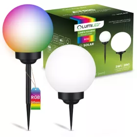   Napelemes kerti lámpa LED ATRIS Földre szerelhető fehér golyós 30cm RGB LUMILED