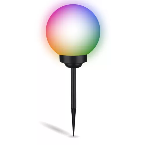 Napelemes kerti lámpa LED ATRIS Földre szerelhető fehér golyós 30cm RGB LUMILED