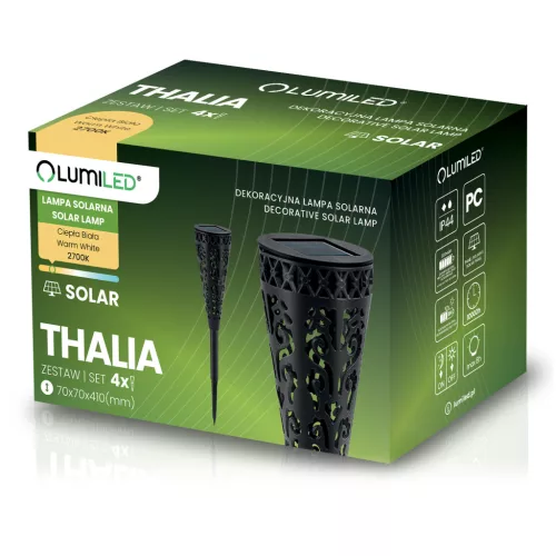THALIA LUMILED napelemes kerti lámpa LED 2700K IP44 kültéri oszloplámpa fekete