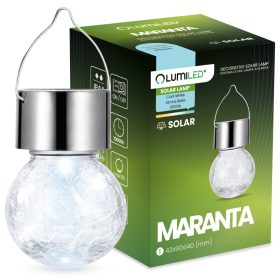   LED napelemes lámpa BALL kerti akasztós üveg MARANTA IP44 6500K LUMILED