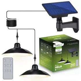   2x napelemes LED lámpa HELIA csillár akasztós kerti mennyezeti érzékelő távirányító LUMILED panel