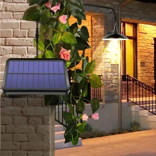 2x napelemes LED lámpa HELIA csillár akasztós kerti mennyezeti érzékelő távirányító LUMILED panel