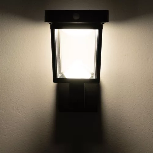 Napelemes fali lámpa LED homlokzati lámpa 4000K IP44 mozgás- és szürkületérzékelő MULION LUMILED