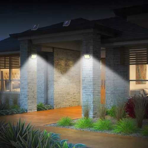 Napelemes LED-es reflektor halogén kerti lámpa 6500K IP65 mozgás- és szürkületérzékelő DECRO LUMILED