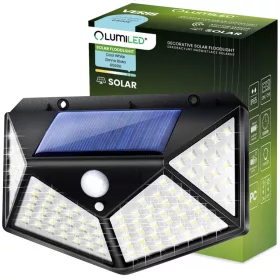   Napelemes LED-es reflektor halogén kerti lámpa 6500K IP65 mozgás- és szürkületérzékelő VERIS LUMILED