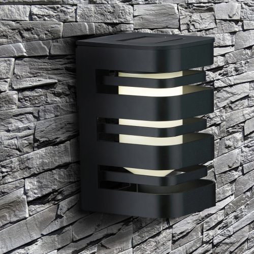 Napelemes fali lámpa LED homlokzati lámpa, felületre szerelhető CAMILA 3000K szürkületérzékelő LUMILED