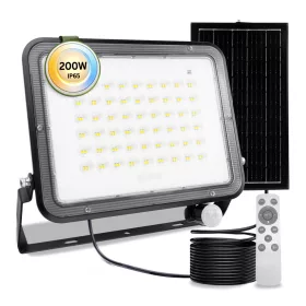   Napelemes LED halogén reflektor 200W kerti lámpa 4000K IP65 PIR mozgásérzékelő + távirányító FULGOR LUMILED