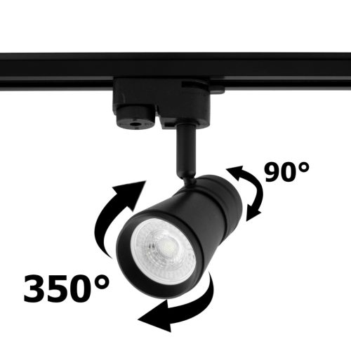 GU10 fekete nyomvonalú spotlámpa AURA lámpa egyfázisú sínekhez