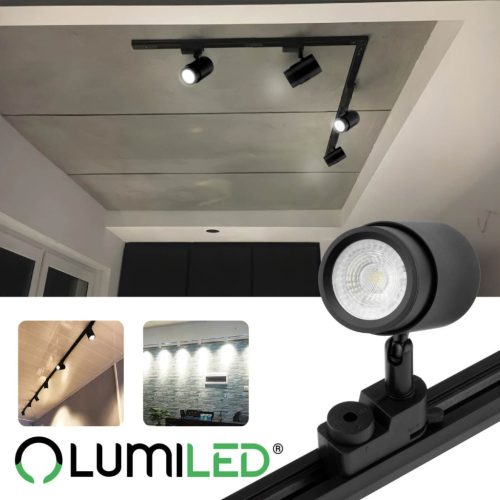 GU10 nyomvonalas spotlámpa fekete ORION lámpa egyfázisú sínekhez