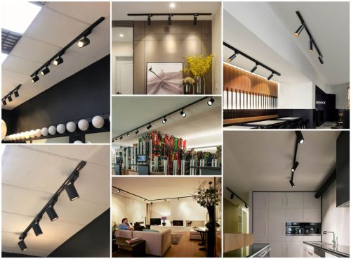 GU10 nyomvonalas spotlámpa fekete ORION lámpa egyfázisú sínekhez