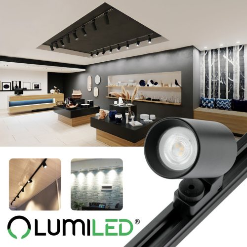 GU10 Black Track Spotlight SAGI lampa egyfázisú sínekhez