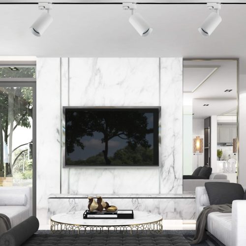 GU10 fehér nyomvonalú spotlámpa SAGI lámpa egyfázisú sínekhez