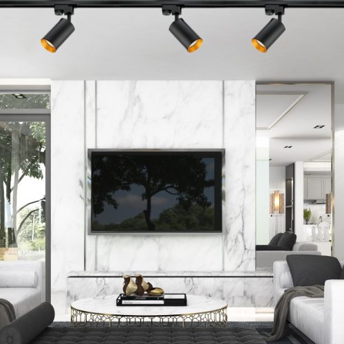 GU10 nyomvonalas spotlámpa fekete - arany SAGI lámpa egyfázisú sínekhez