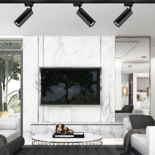 GU10 nyomvonalas spotlámpa fekete RITI lámpa egyfázisú sínekhez